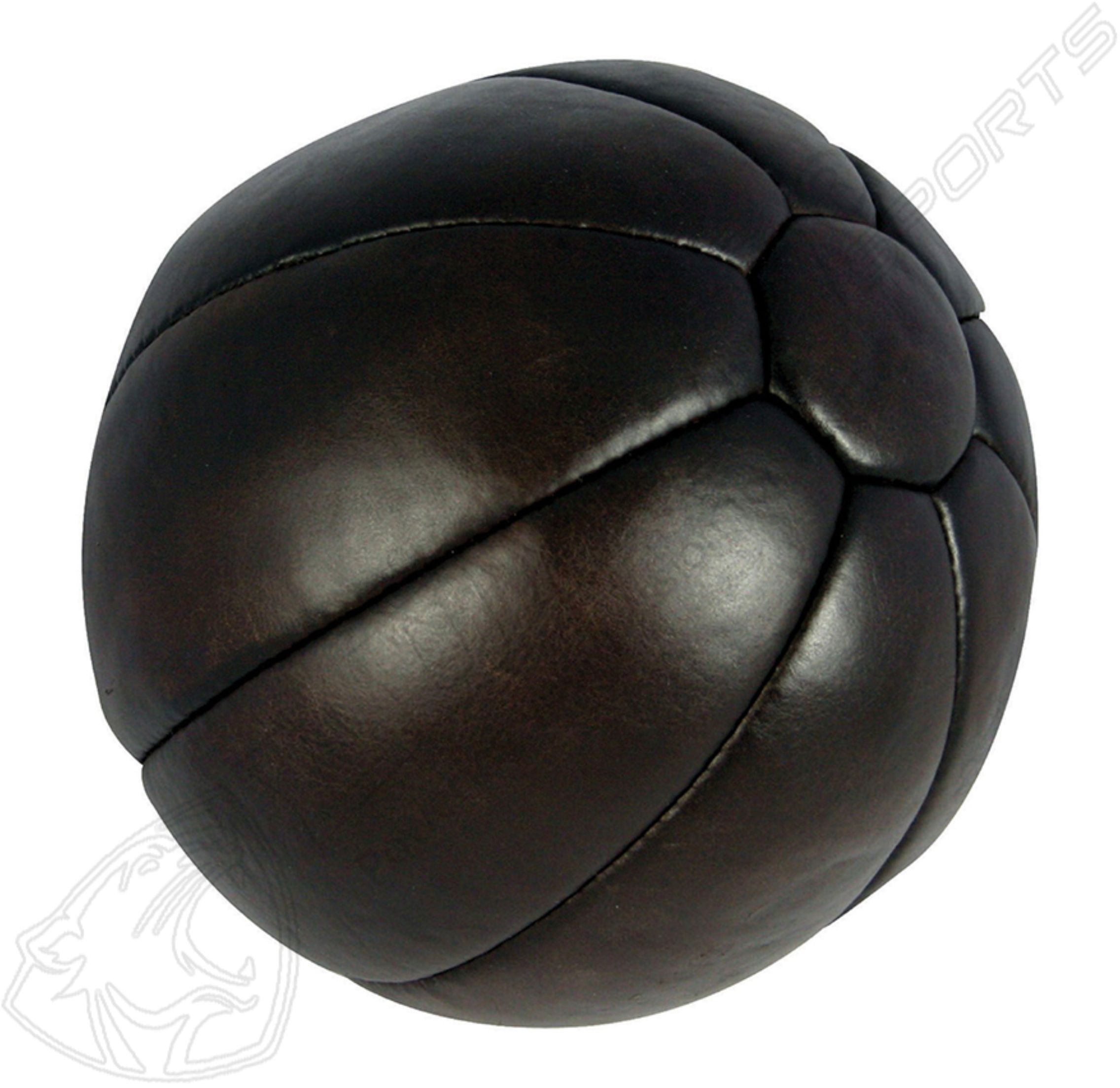 LEATHER MEDICINE BALL 10 PANEL BLACK'